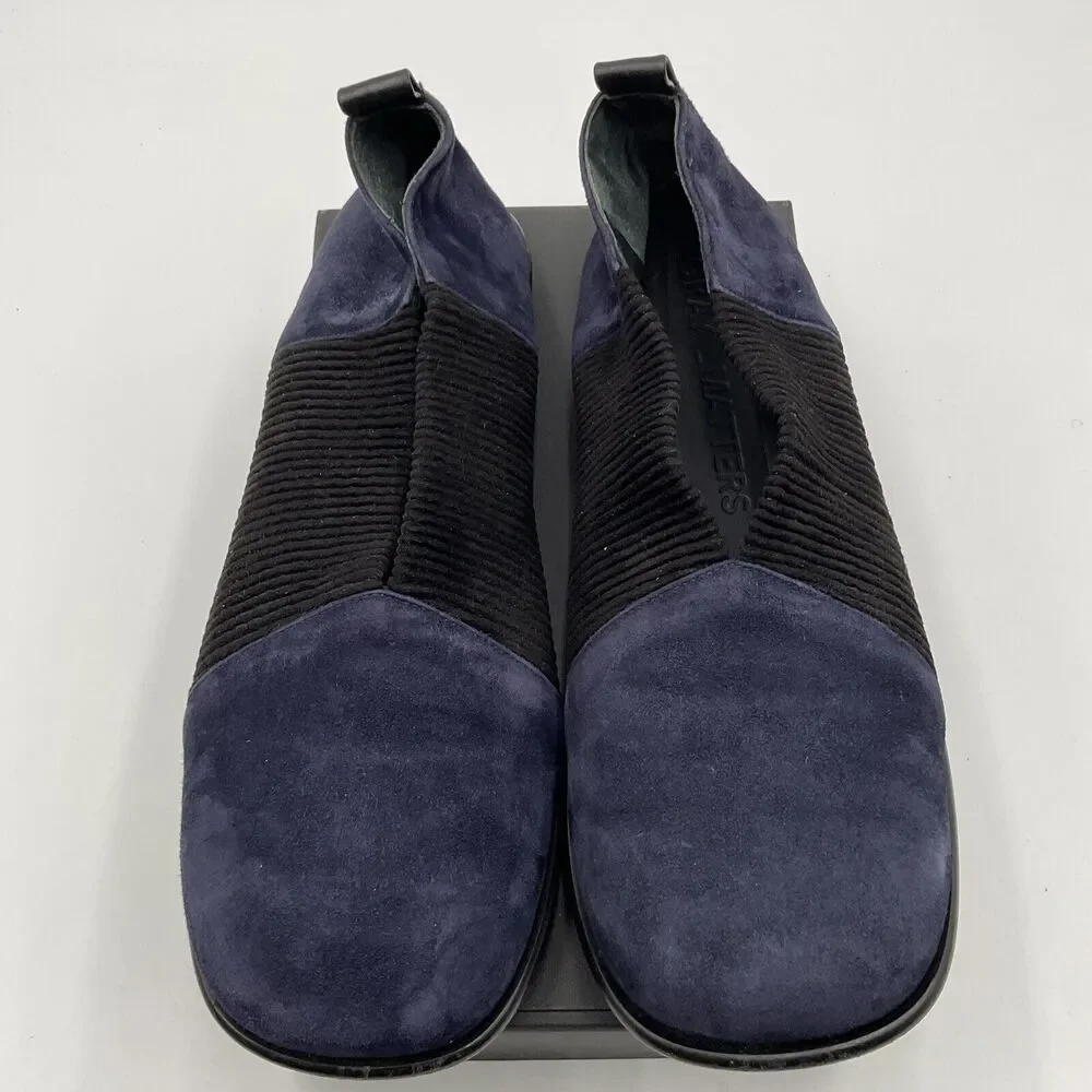 Gray Matters Navy and Black Suede Slip-On Flats